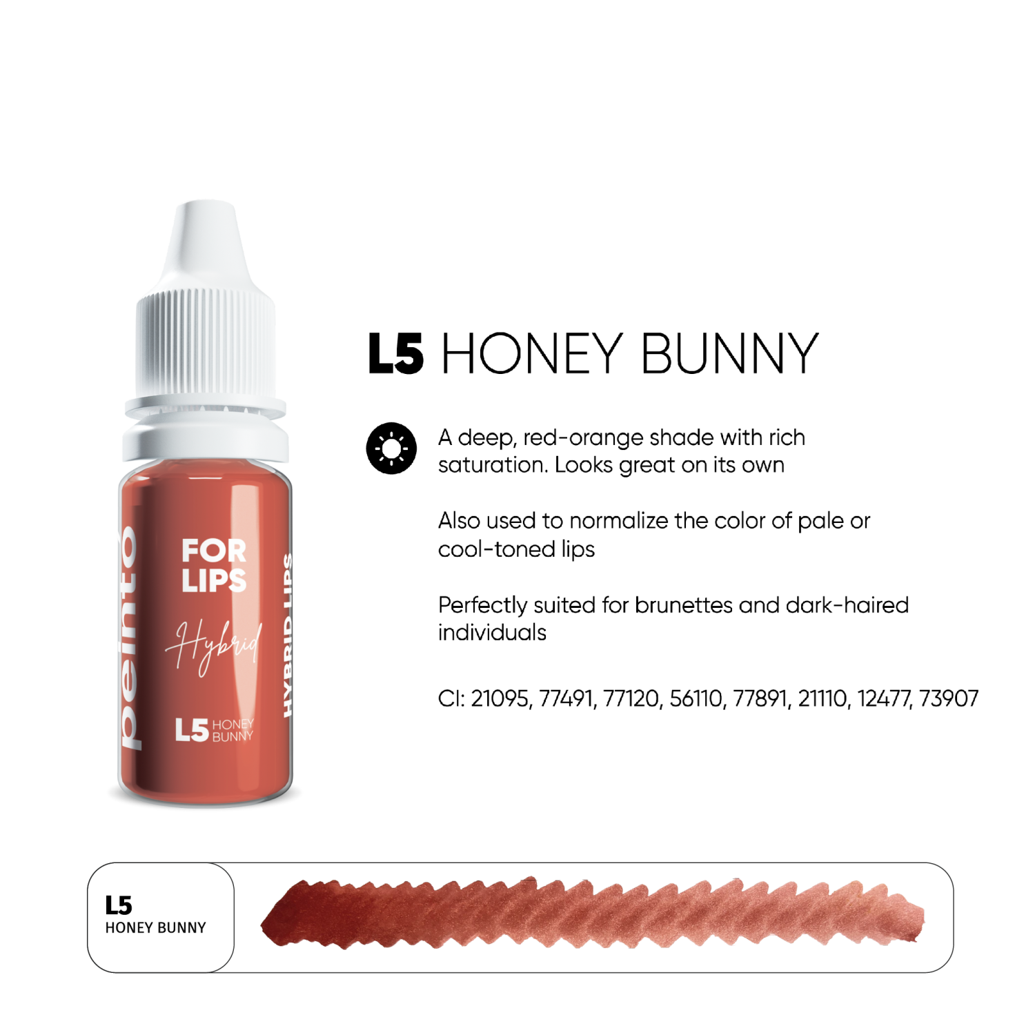 PEINTO Пигменты для губ Honey Bunny 10 мл.